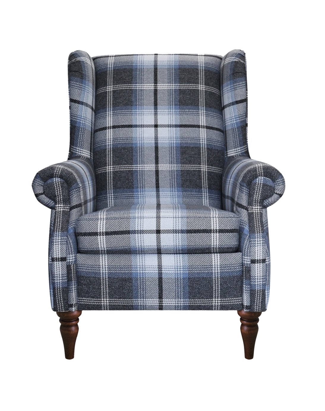 Argos Home Argyll Fabric High Back Chair - Charcoal & Blue