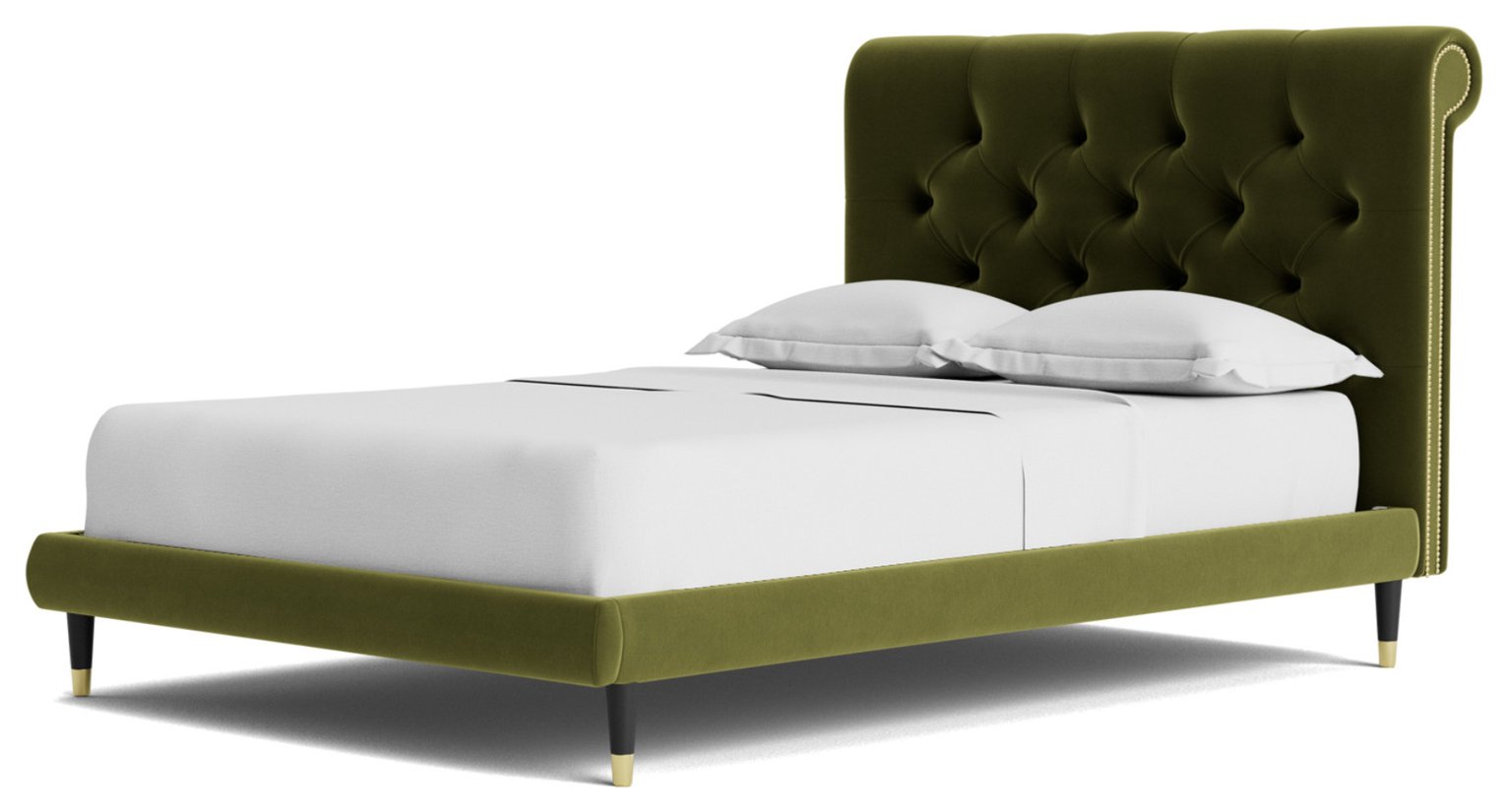 Swoon Winston Kingsize Velvet Bed Frame - Fern Green