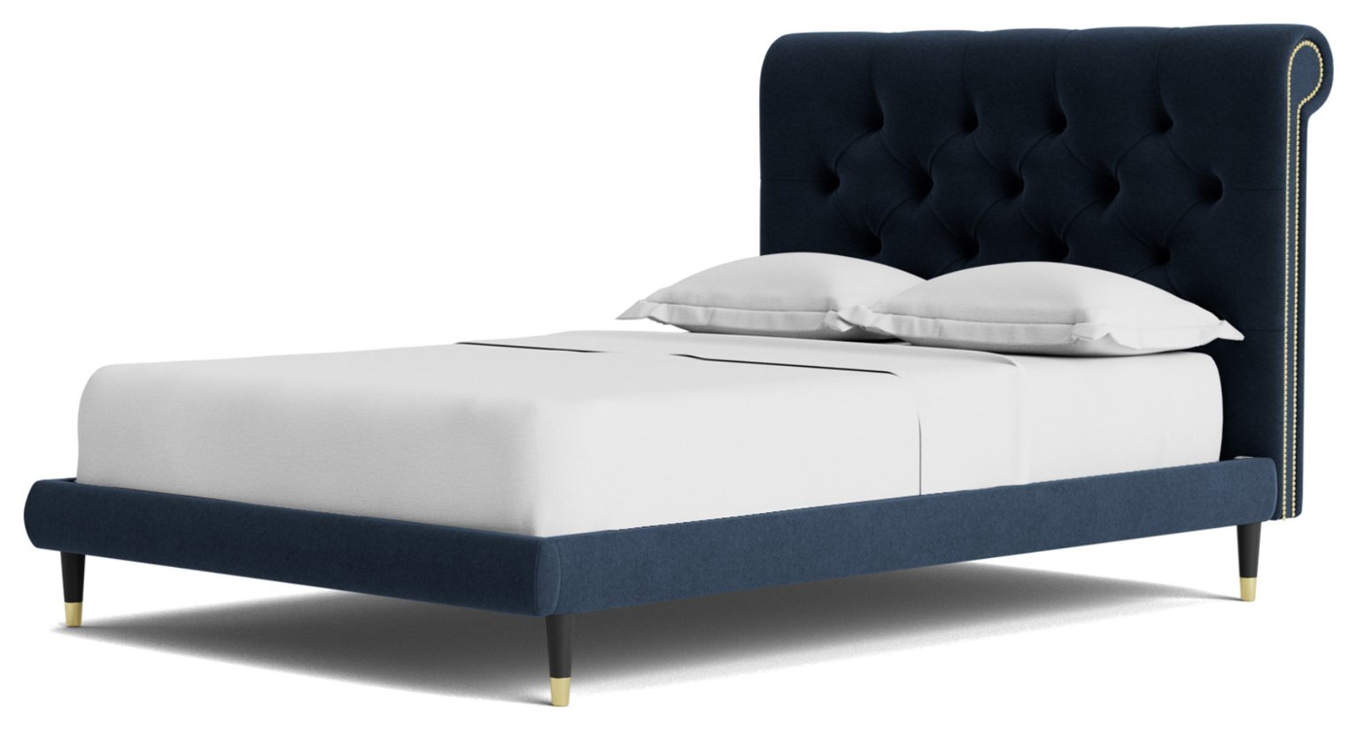 Swoon Winston Double Fabric Bed Frame - Indigo Blue