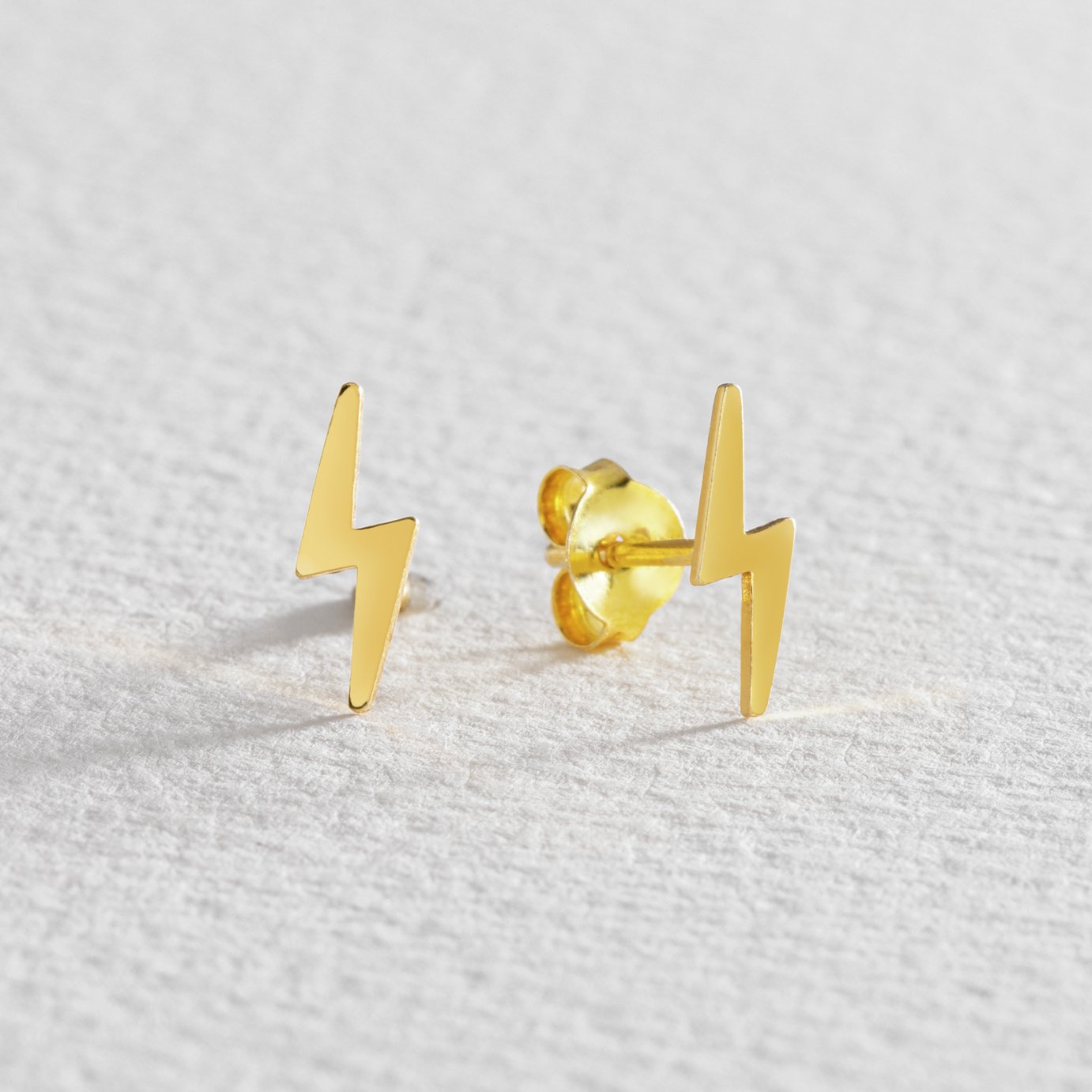 Revere Gold Plated Silver Lightning Bolt Stud Earrings