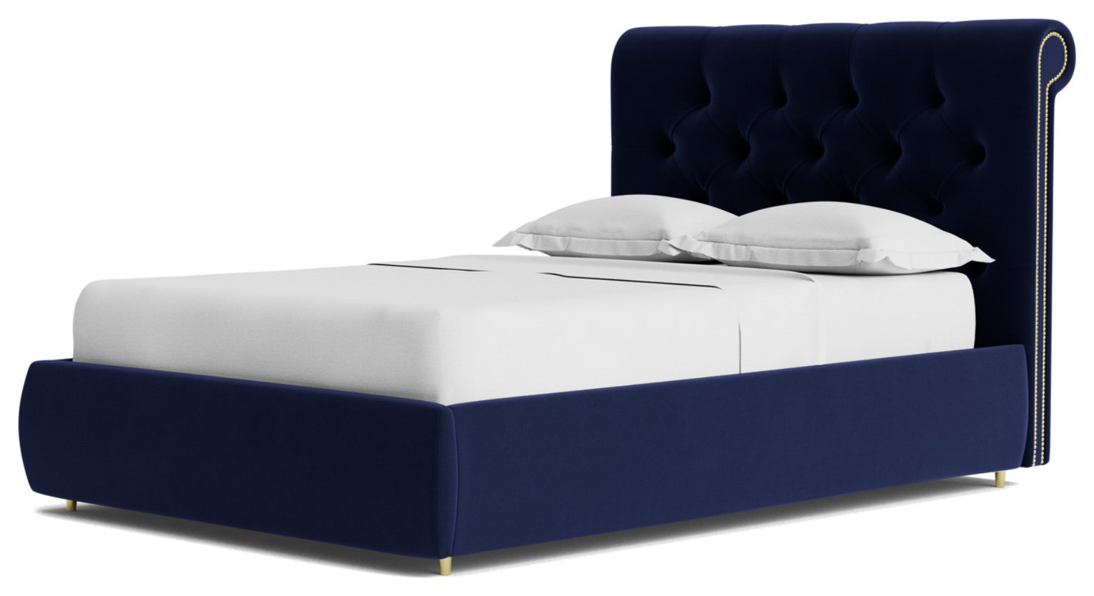 Swoon Winston Velvet Double Ottoman Bedframe - Ink Blue