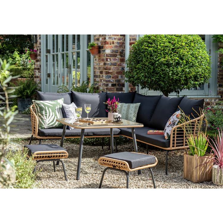 Habitat 7 Seater Rattan Effect Garden Corner Sofa Set- Black 0