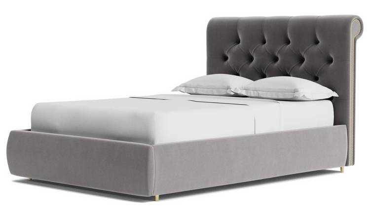 Swoon Winston Velvet Kingsize Ottoman Bedframe - Silver Grey