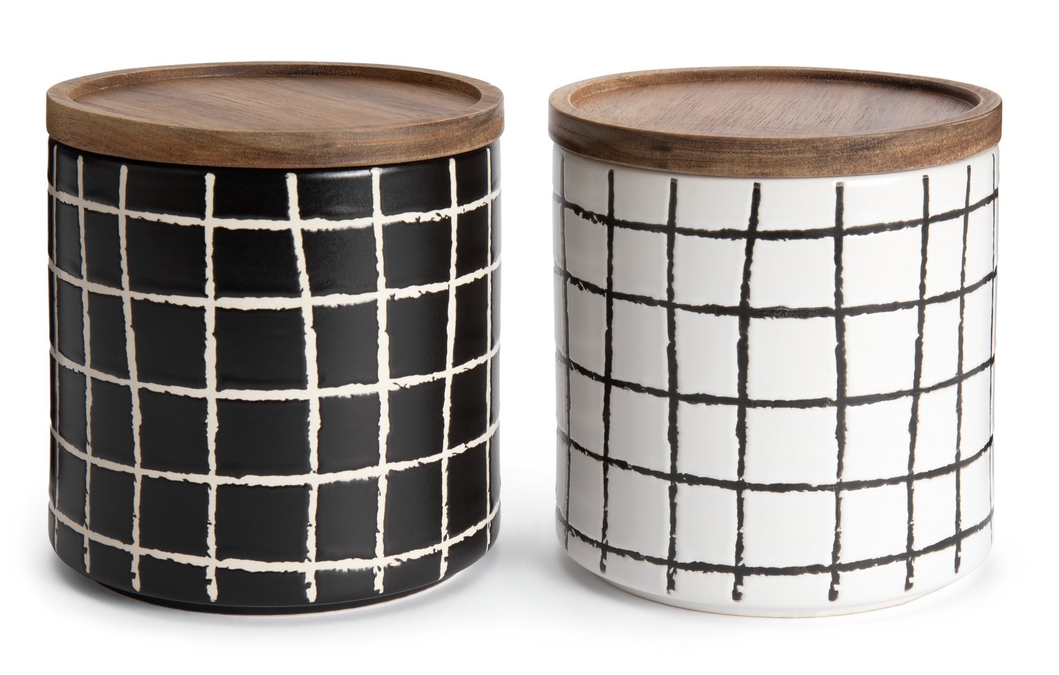 Habitat Grid Pack of 2 Ceramic Canister - Black and White