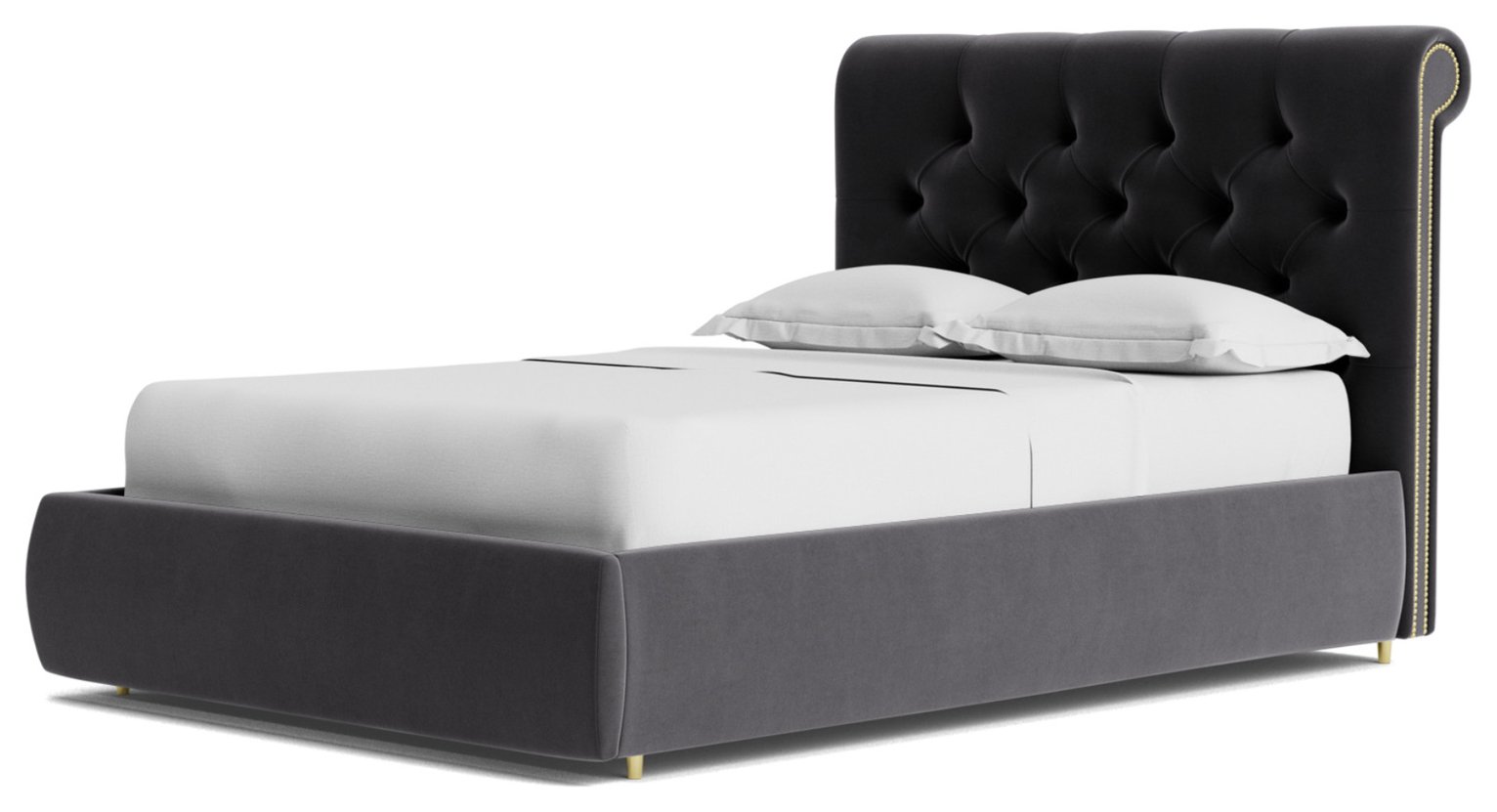 Swoon Winston Velvet Kingsize Ottoman Bedframe- Granite Grey