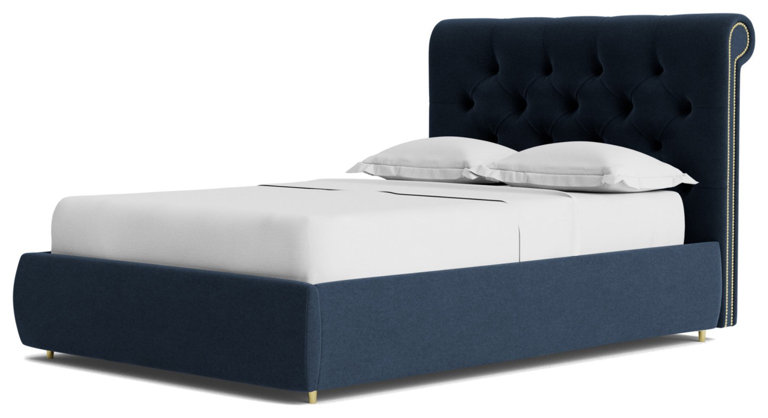 Swoon Winston Fabric Double Ottoman Bedframe - Indigo Blue