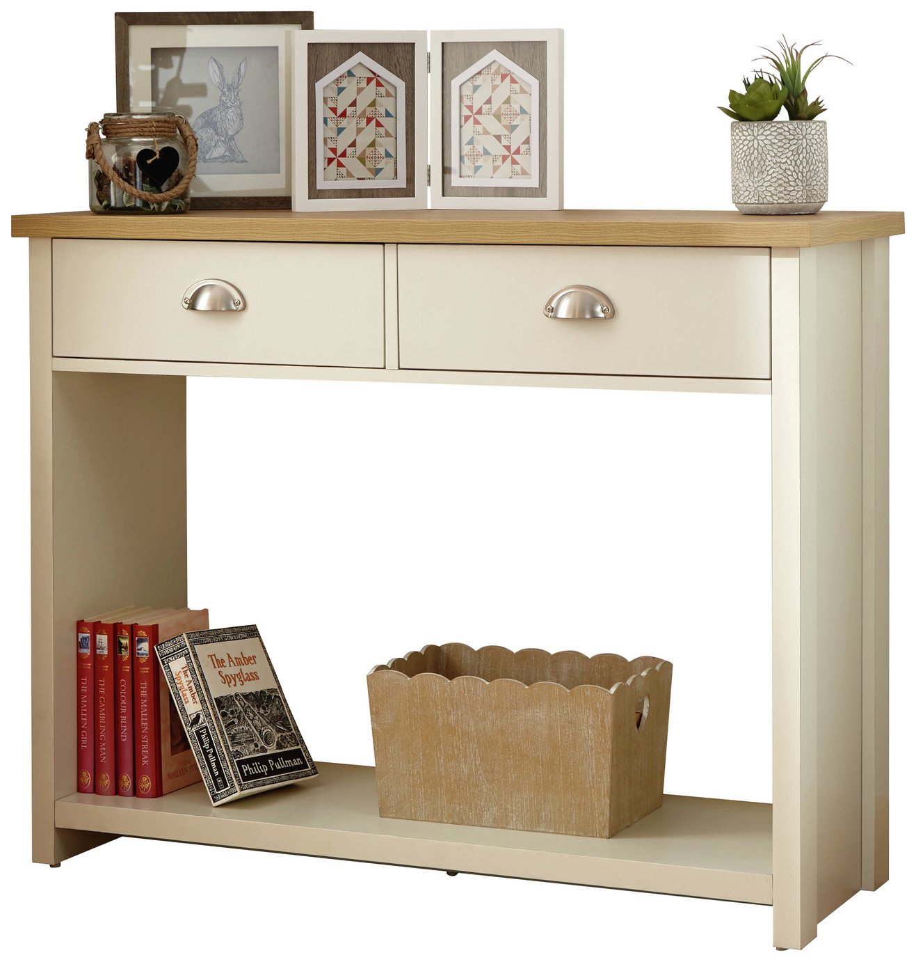 GFW Lancaster 2 Drawer Console Table - Cream