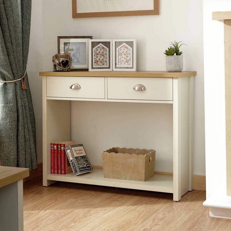 GFW Lancaster 2 Drawer Console Table - Cream 0