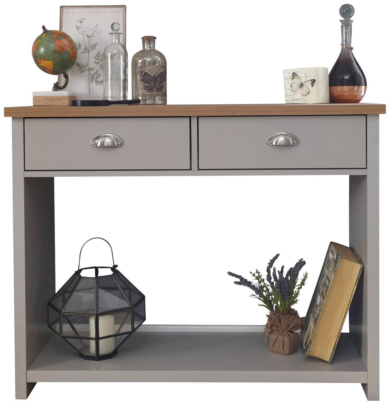 GFW Lancaster 2 Drawer Console Table - Grey