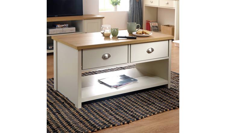 GFW Lancaster 2 Drawer Coffee Table - Cream