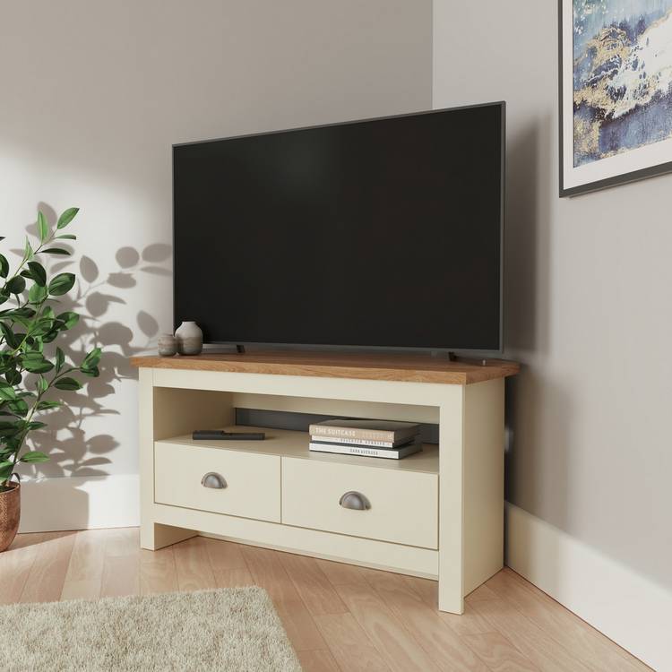 GFW Lancaster 2 Drawer Corner TV Unit - Cream 0