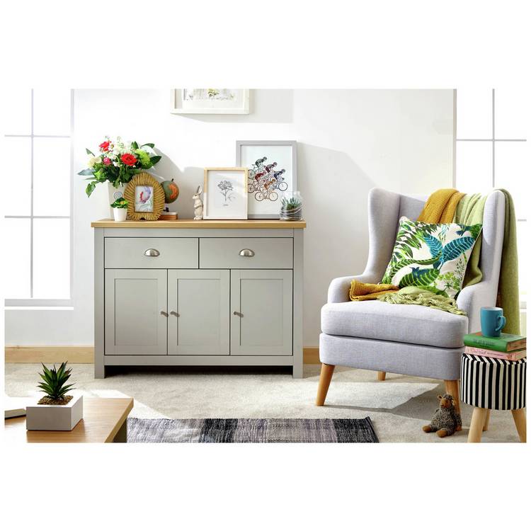 GFW Lancaster 3 Door 2 Drawer Sideboard - Grey 0