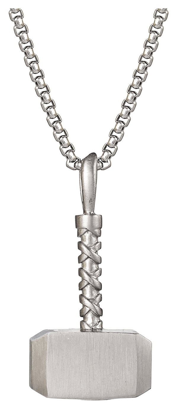 Marvel Men's Stainless Steel Thor Hammer Pendant Necklace