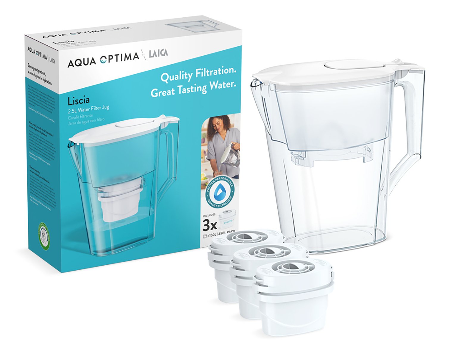 Aqua Optima Liscia Water Filter Jug - White