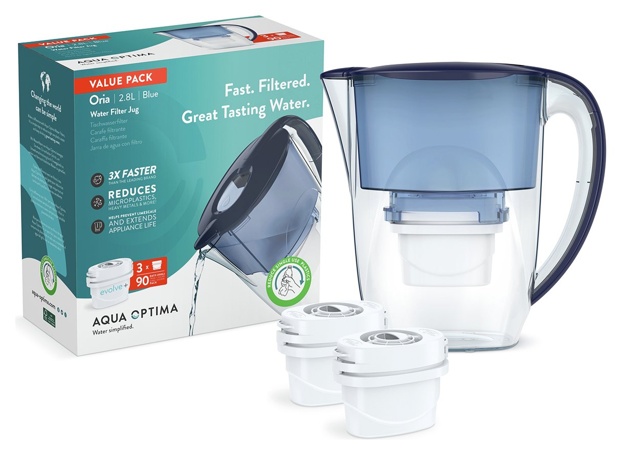 Aqua Optima Oria Water Filter Jug with 3 Filter Cartridges