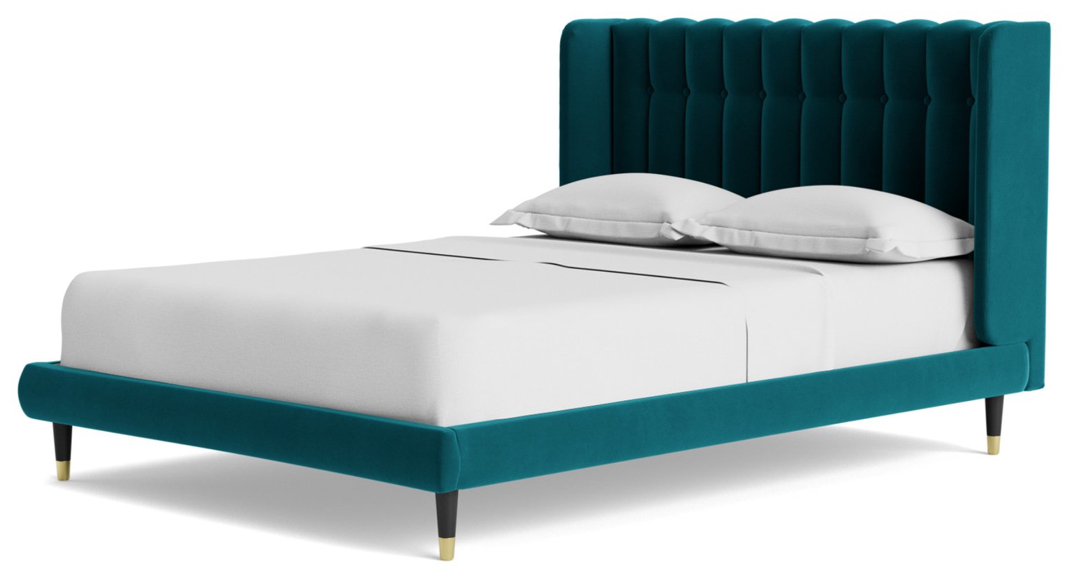 Swoon Kipling Double Velvet Bed Frame - Kingfisher Blue
