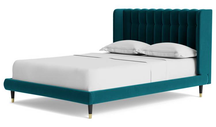 Swoon Kipling Double Velvet Bed Frame - Kingfisher Blue