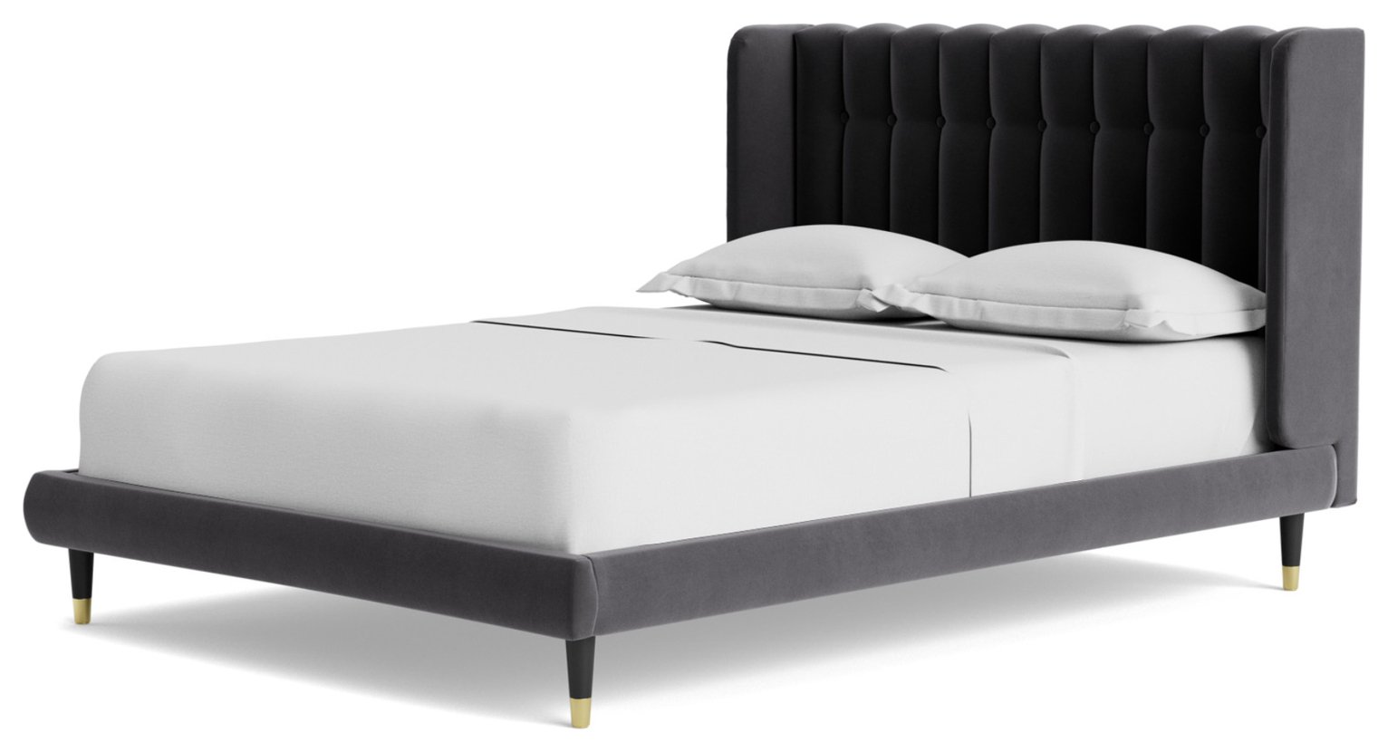 Swoon Kipling Double Velvet Bed Frame - Granite Grey
