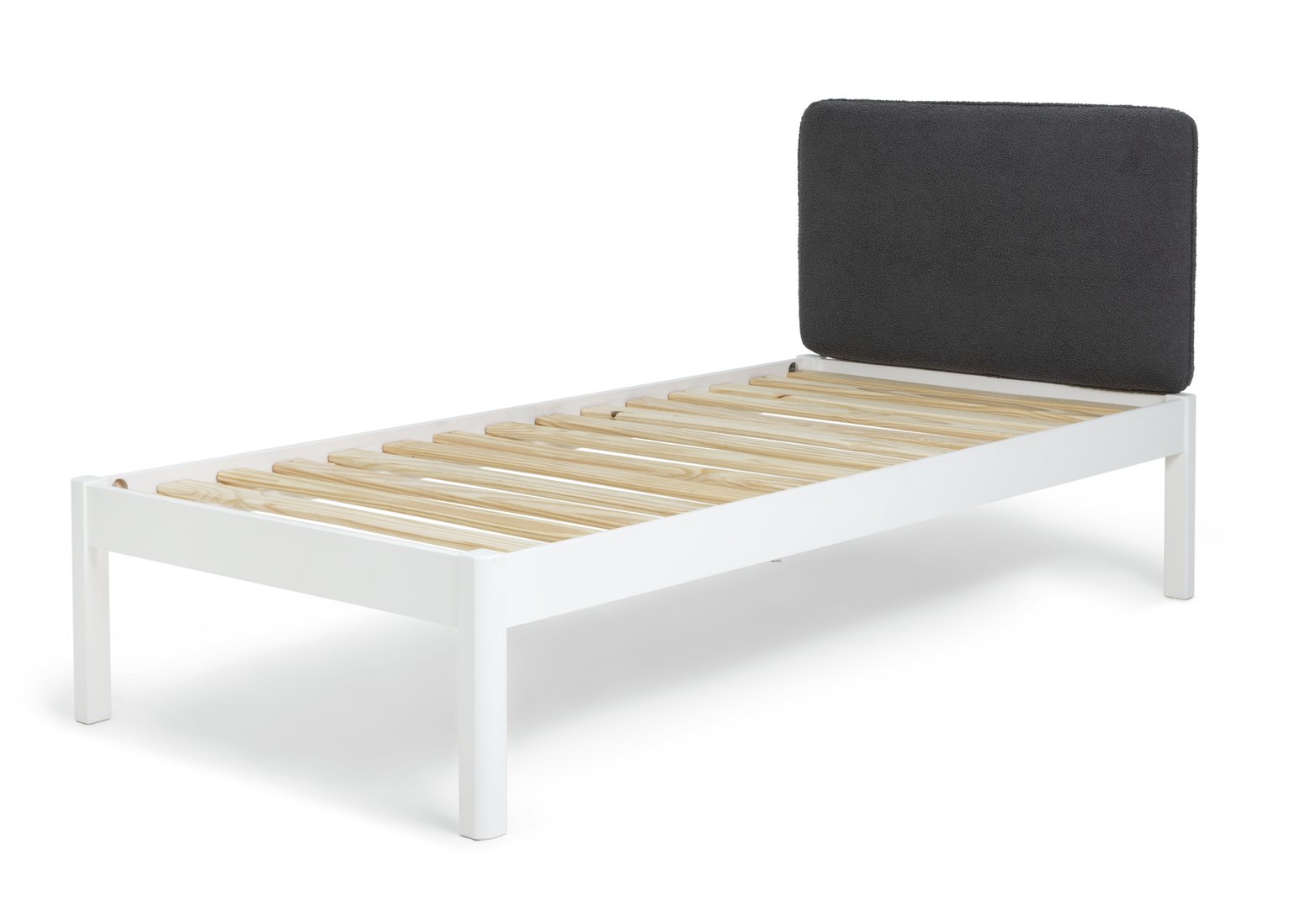 Habitat Shaun Single Platform Bed With Grey Headboard -White