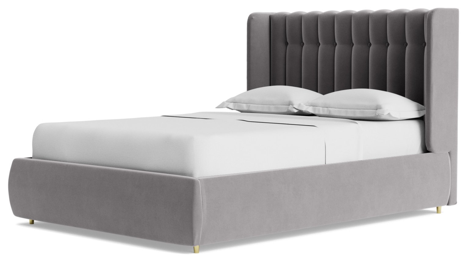 Swoon Kipling Velvet Double Ottoman Bedframe - Silver Grey