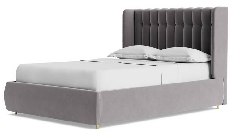 Swoon Kipling Velvet Double Ottoman Bedframe - Silver Grey