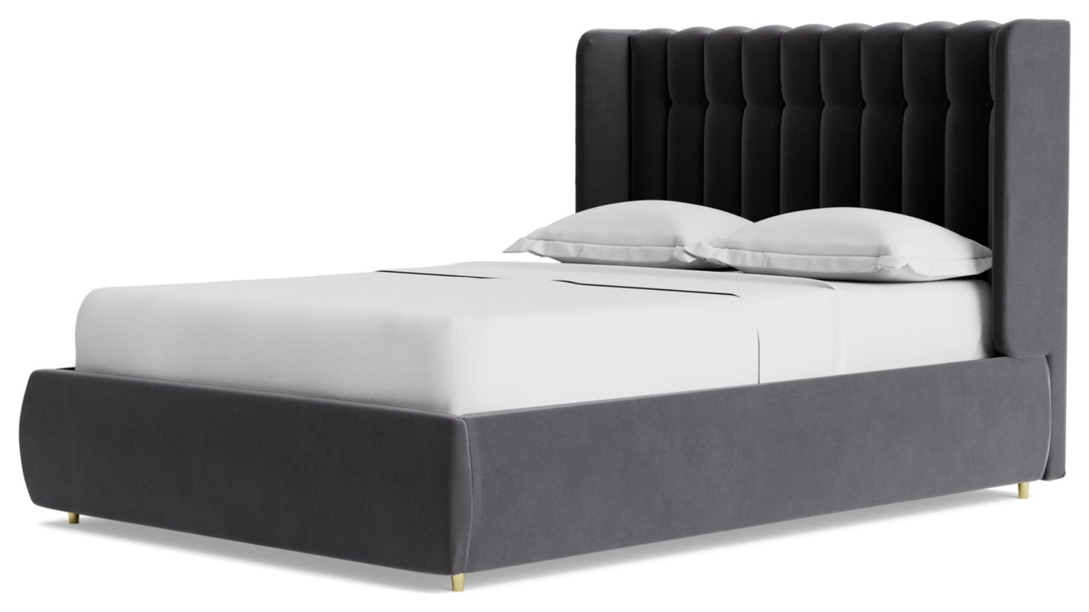 Swoon Kipling Velvet Kingsize Ottoman Bedframe- Granite Grey