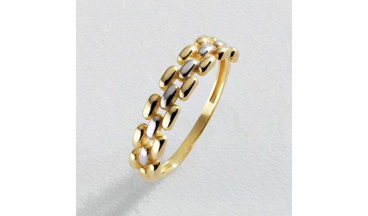 Revere 9ct White and Yellow Gold Chain Ring - M