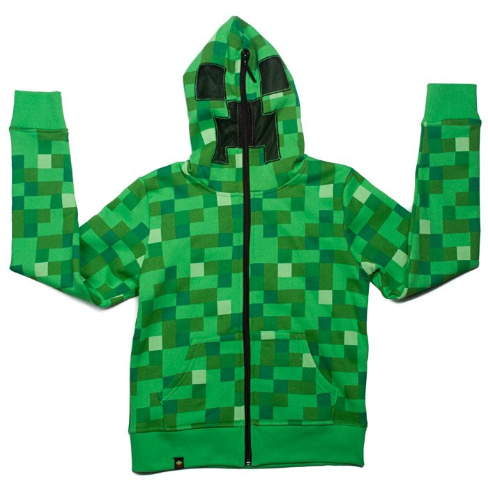 Minecraft Creeper Green Hoodie - 13-14 Years