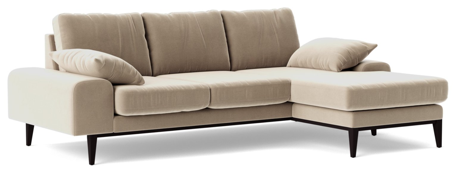 Swoon Tulum Velvet Right Hand Corner Sofa - Taupe