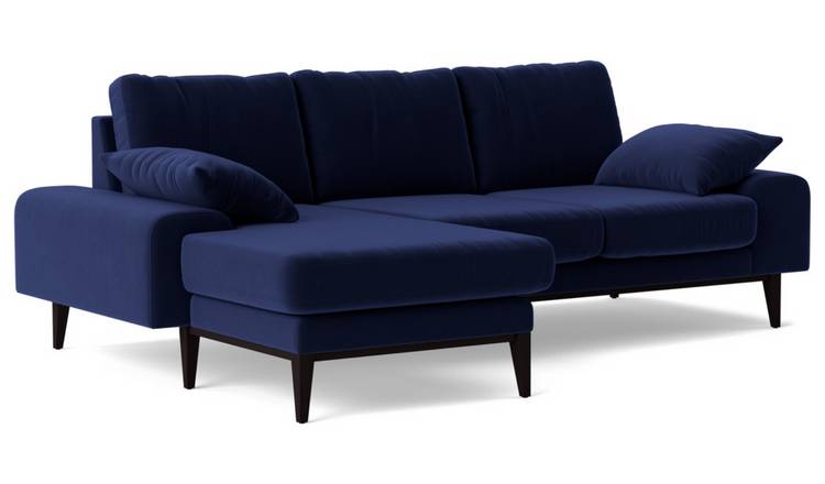 Swoon Tulum Velvet Left Hand Corner Sofa - Ink Blue