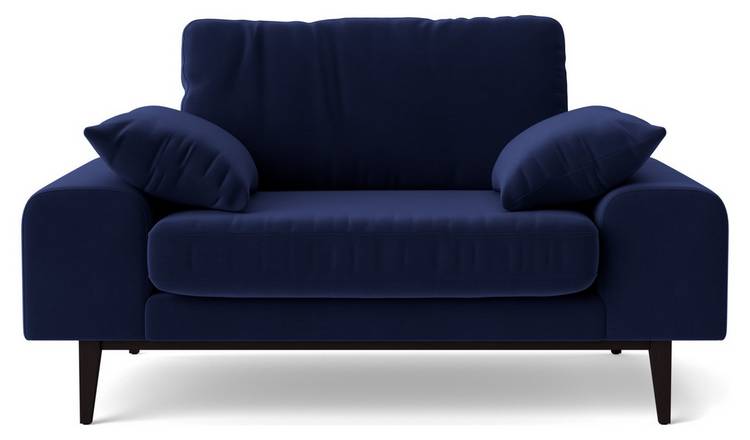 Swoon Tulum Velvet Cuddle Chair - Ink Blue