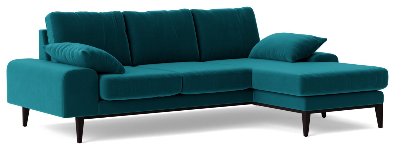 Swoon Tulum Velvet Right Hand Corner Sofa- Kingfisher Blue