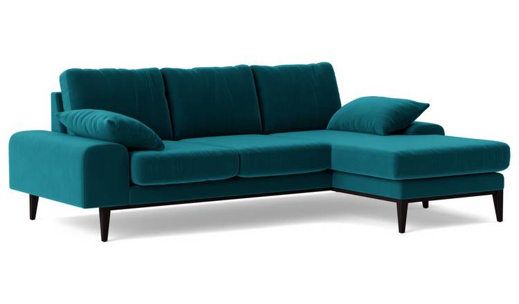 Swoon Tulum Velvet Right Hand Corner Sofa- Kingfisher Blue