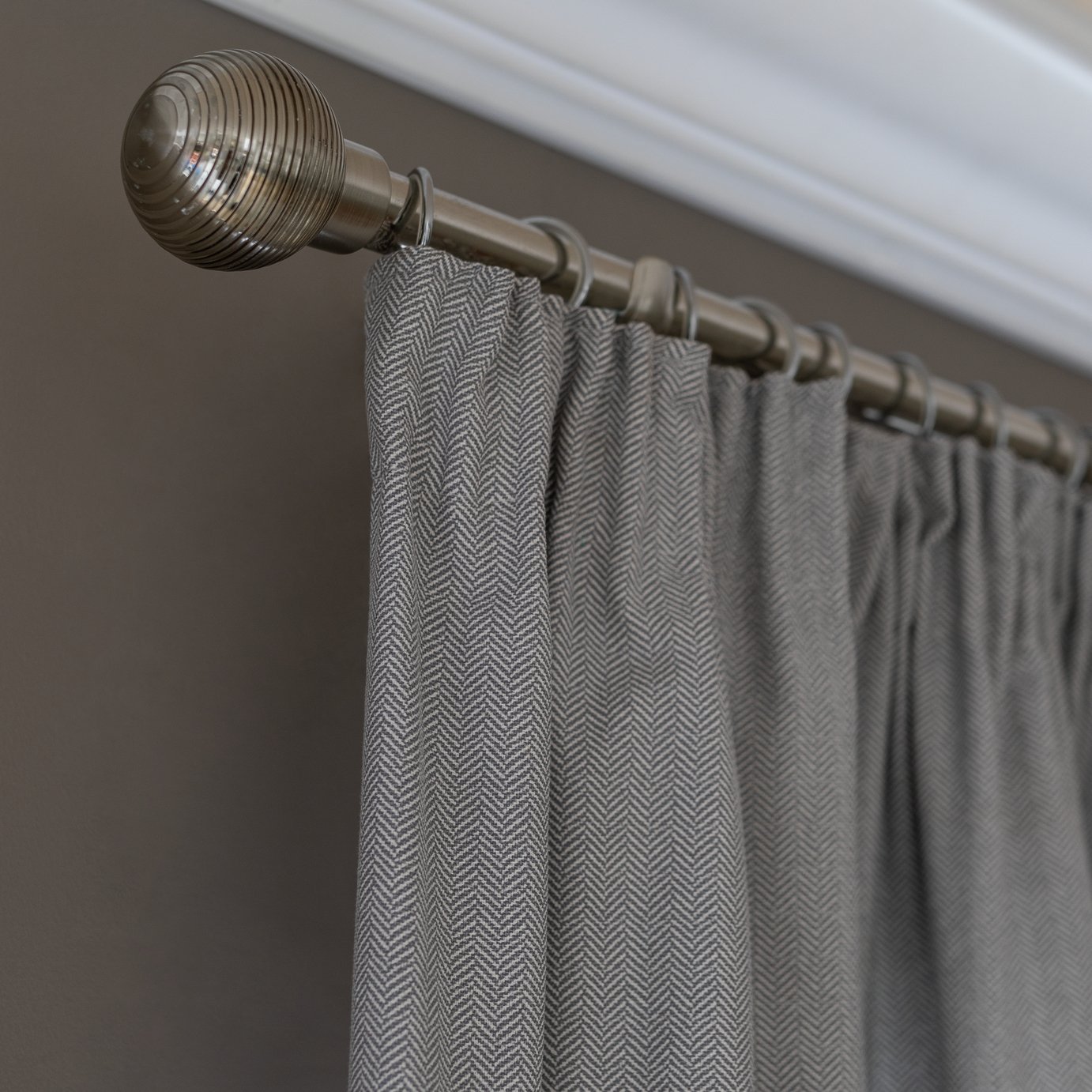 Habitat Herringbone Fully Lined Pencil Pleat Curtain - Grey