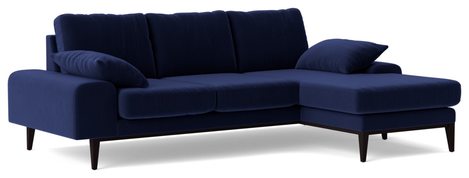 Swoon Tulum Velvet Right Hand Corner Sofa - Ink Blue