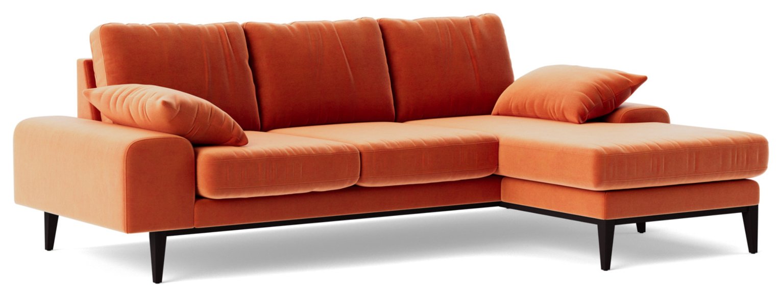 Swoon Tulum Velvet Right Hand Corner Sofa - Burnt Orange