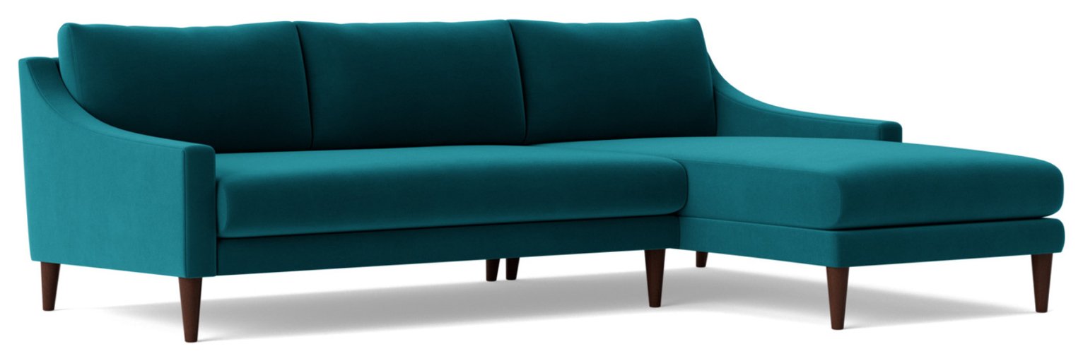 Swoon Turin Velvet Right Hand Corner Sofa- Kingfisher Blue