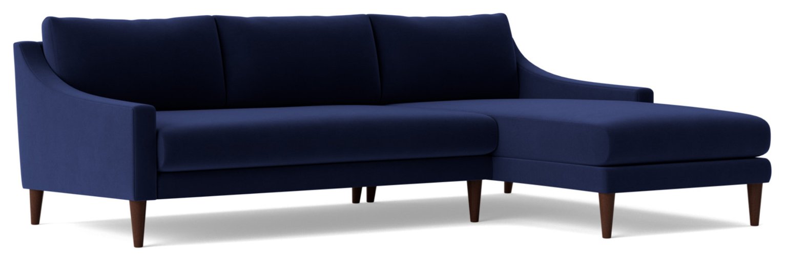 Swoon Turin Velvet Right Hand Corner Sofa - Ink Blue