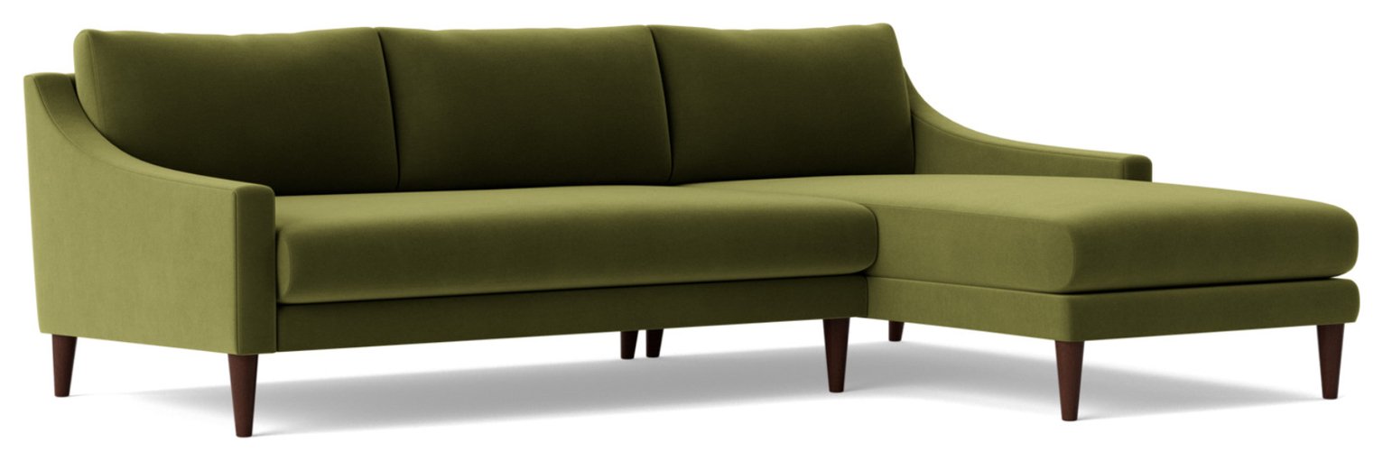Swoon Turin Velvet Right Hand Corner Sofa - Fern Green