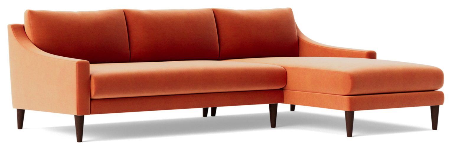 Swoon Turin Velvet Right Hand Corner Sofa - Burnt Orange