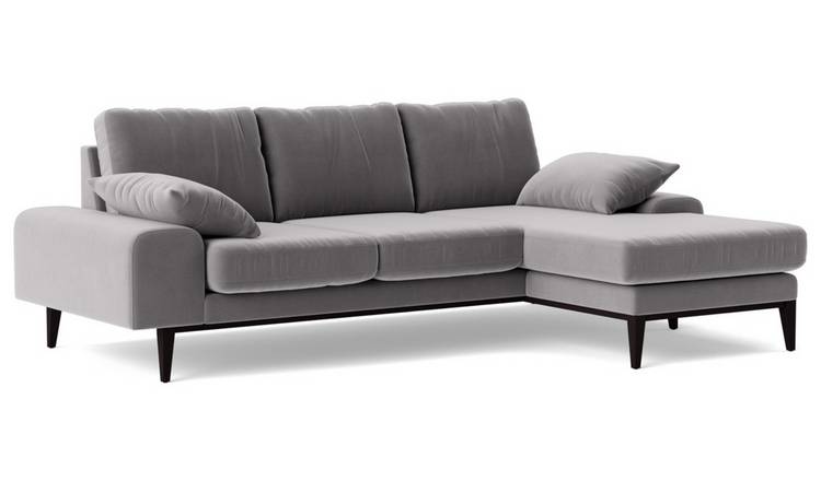 Swoon Tulum Velvet Right Hand Corner Sofa - Silver Grey