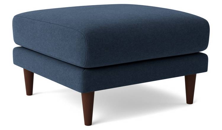 Swoon Turin Fabric Ottoman Footstool - Indigo Blue