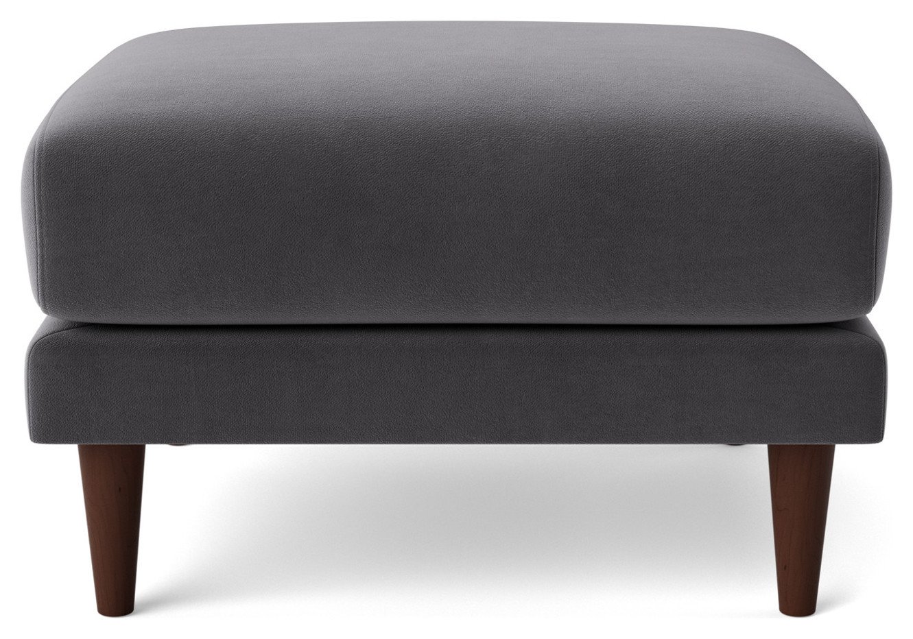 Swoon Turin Velvet Ottoman Footstool - Granite Grey