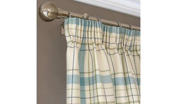 Habitat Classic Check Fully Lined Pencil Pleat Curtains-Blue