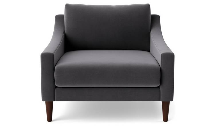 Buy Swoon Turin Velvet Armchair - Granite Grey | Armchairs and chairs ...