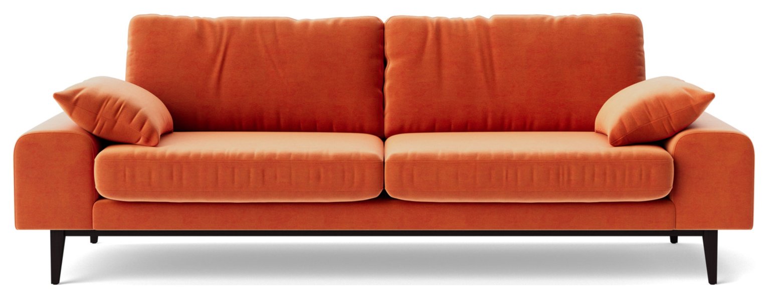 Swoon Tulum Velvet 3 Seater Sofa - Burnt Orange