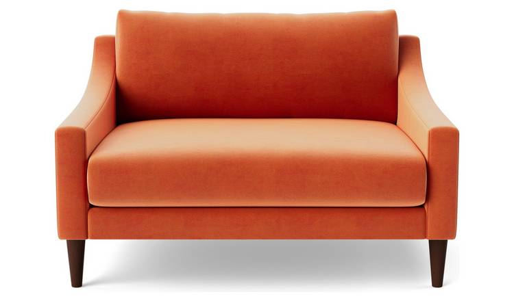 Buy Swoon Turin Velvet Cuddle Chair Burnt Orange Armchairs