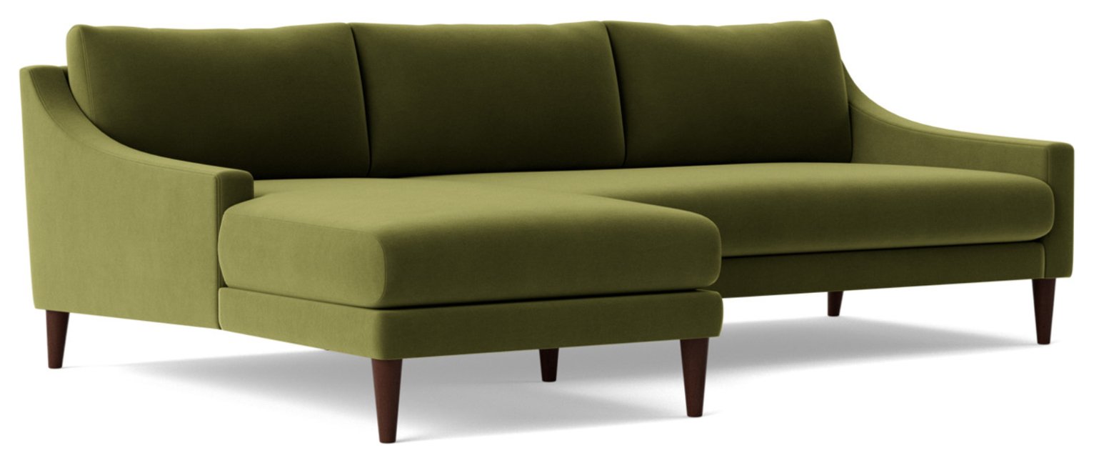 Swoon Turin Velvet Left Hand Corner Sofa - Fern Green