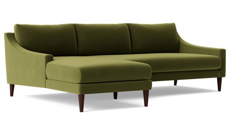 Swoon Turin Velvet Left Hand Corner Sofa - Fern Green