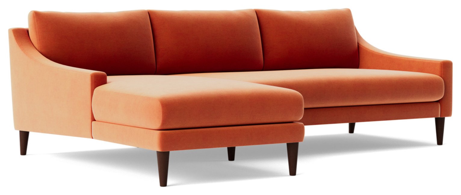 Swoon Turin Velvet Left Hand Corner Sofa - Burnt Orange